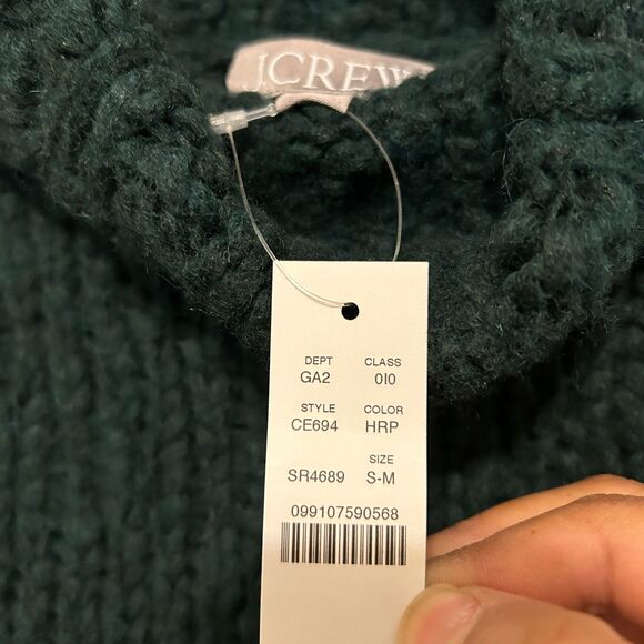NWT J. Crew Oversized Turtleneck Sweater Womens S/M Textured Yarn Pine Green - Picture 5 of 7